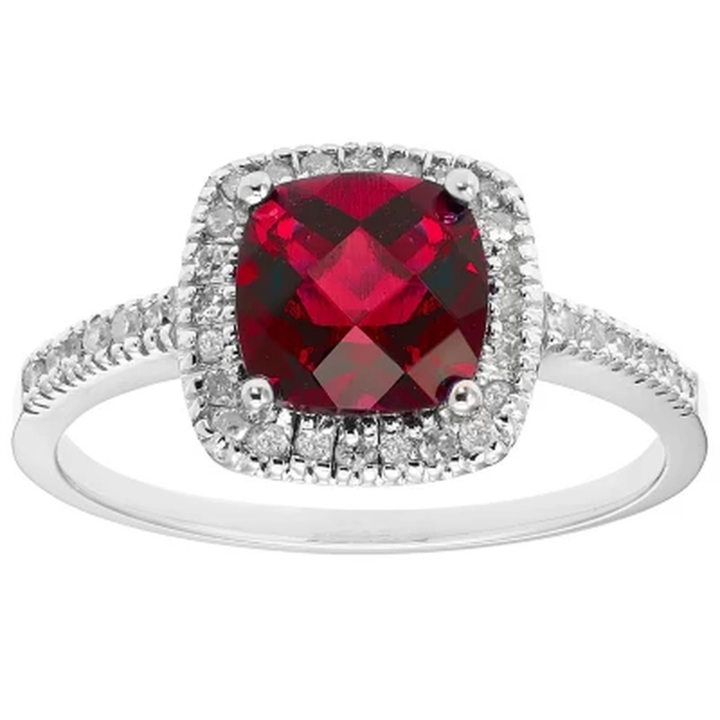 Lab Ruby and 0.18 CT. T.W. Diamonds in 14K Gold