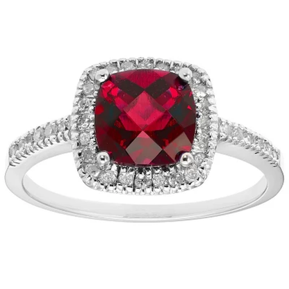 Lab Ruby and 0.18 CT. T.W. Diamonds in 14K Gold