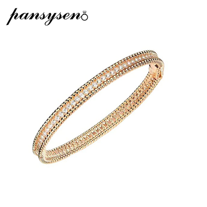 100% 925 Sterling Silver Simulated Moissanite Diamond Charm Bracelets Bangle