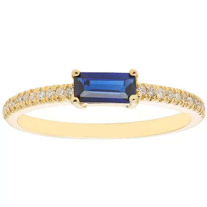 Lab Blue Sapphire and 0.10 CT. T.W. Diamond Ring in 14K Gold