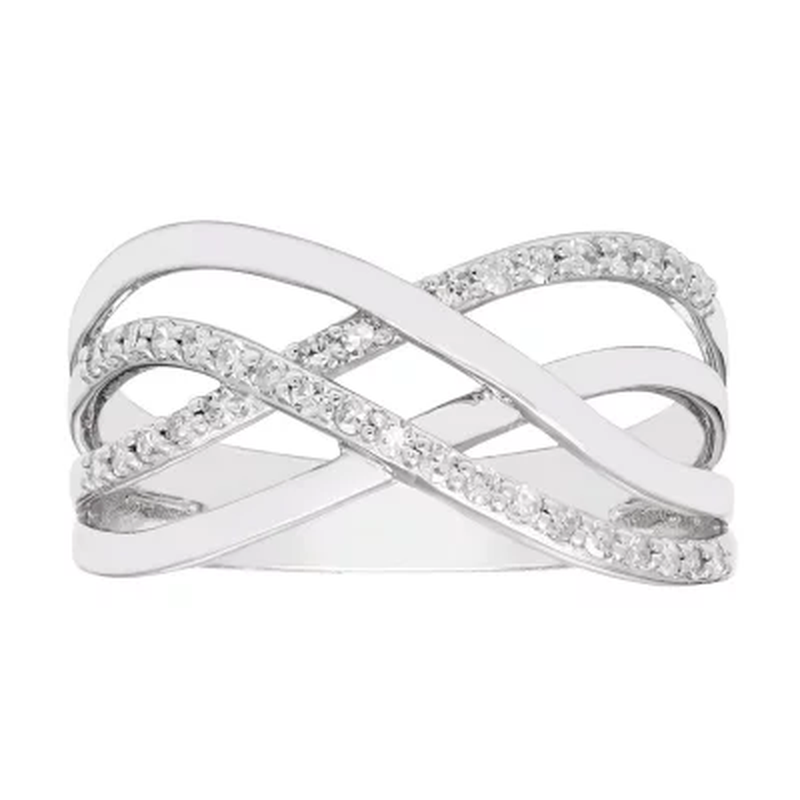 0.20 CT. T.W. Sterling Silver Diamond Overlap Band