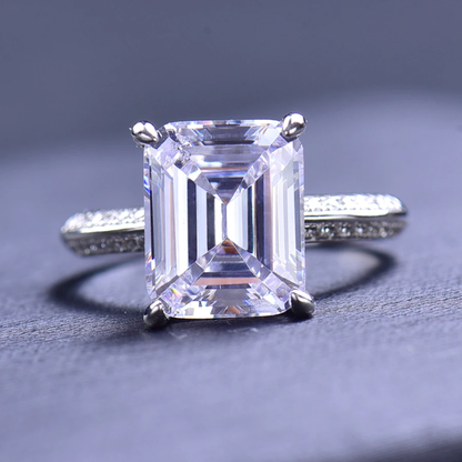 8X10Mm 5CT Emerald Cut D Moissanite Ring with GRA Certificate 100% - S925