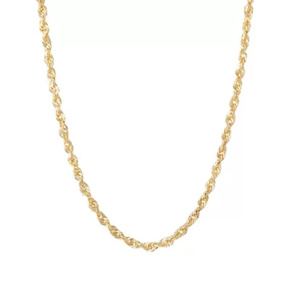 14K Yellow Gold 2.40-2.50MM Solid Rope Chain