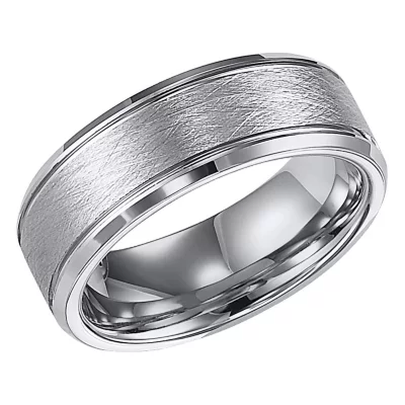 8Mm Tungsten Carbide Comfort Fit Band with Brushed Finish