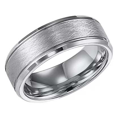 8Mm Tungsten Carbide Comfort Fit Band with Brushed Finish