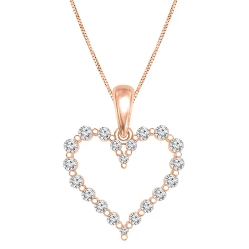 0.23 CT. T.W. Diamond Heart Pendant in 14K Gold