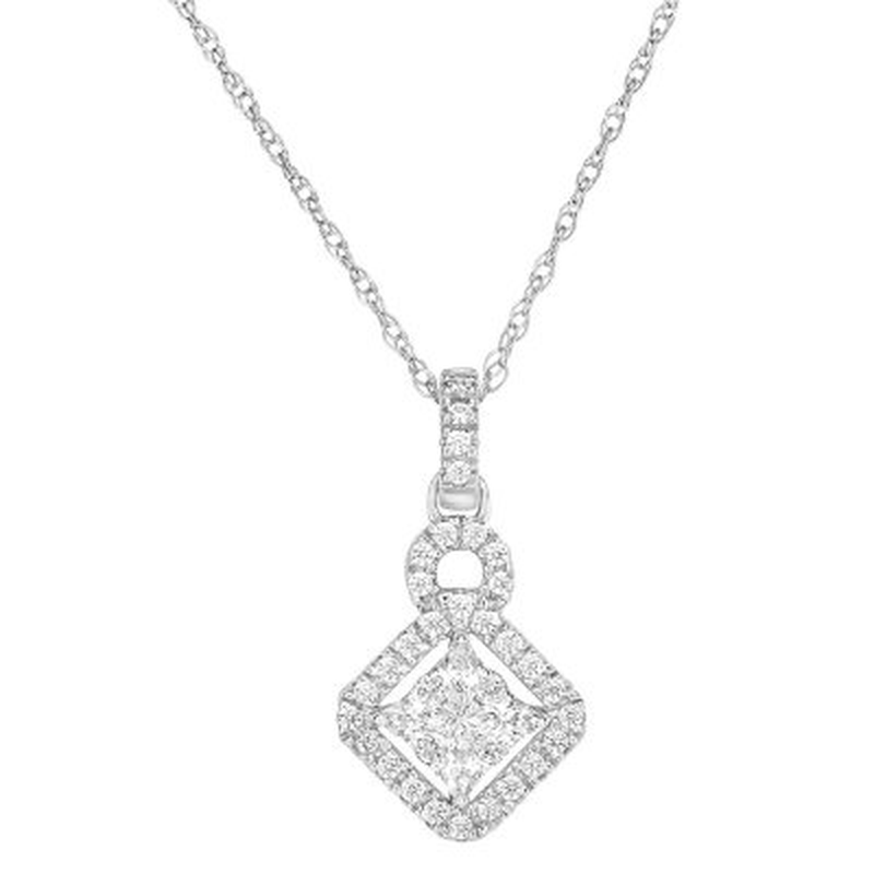0.23 CT. T.W. Marquise and round Kite-Shape Dangle Pendant in 14K Gold