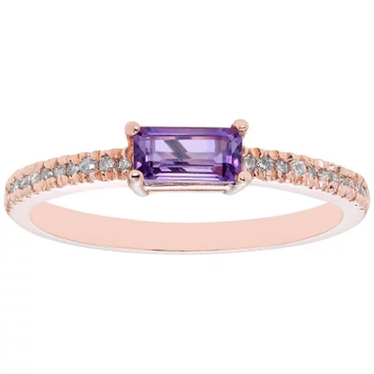 Amethyst and 0.10 CT. T.W. Diamond Ring in 14K Gold