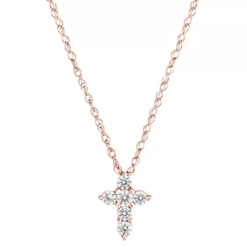 0.08 CT. T.W. Diamond Cross Pendant in 14K Gold