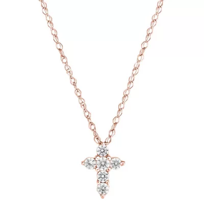 0.08 CT. T.W. Diamond Cross Pendant in 14K Gold
