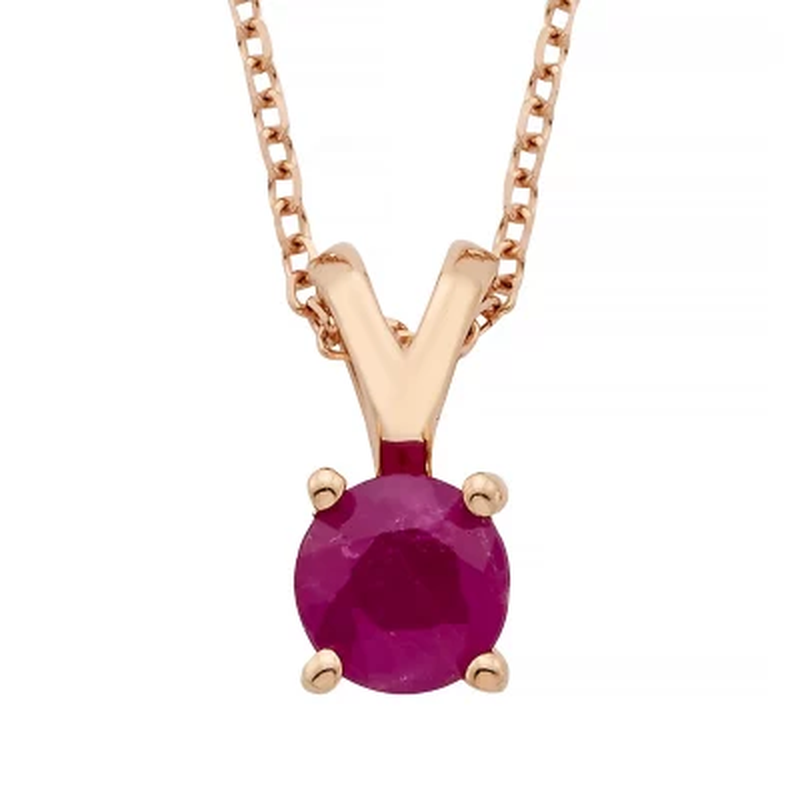 4.5Mm round Ruby Pendant in 14K Gold