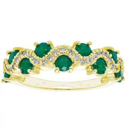 1.0 CT Genuine Emerald and 0.15 CT. T.W. Diamond Band in 14K Gold