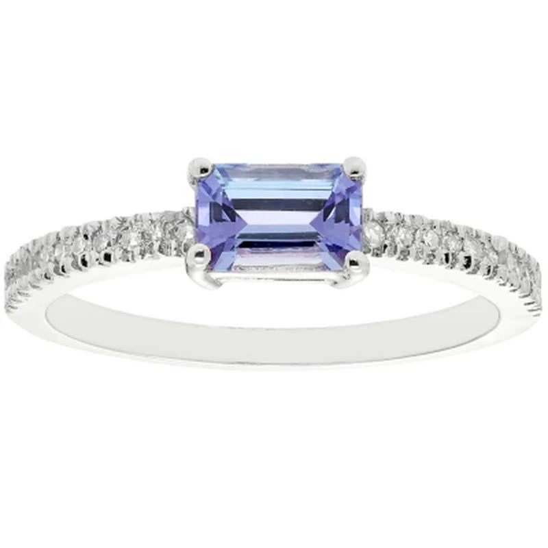 Genuine Tanzanite and 0.11 CT. T.W. Diamond Ring in 14K Gold