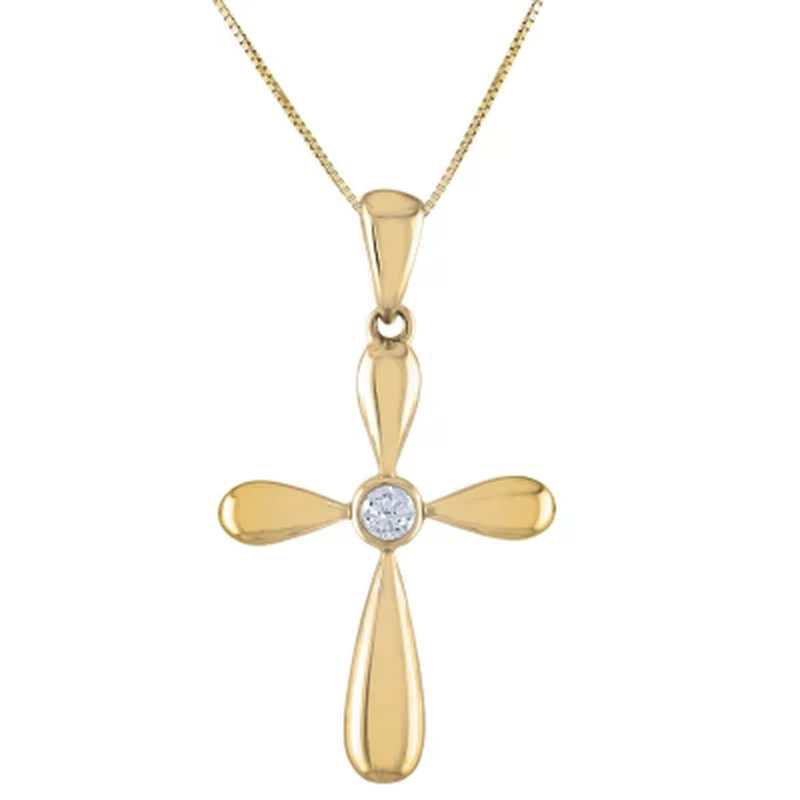 0.03 CT. T.W. Diamond Cross Pendant in 14K Gold