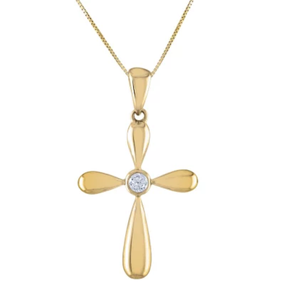 0.03 CT. T.W. Diamond Cross Pendant in 14K Gold