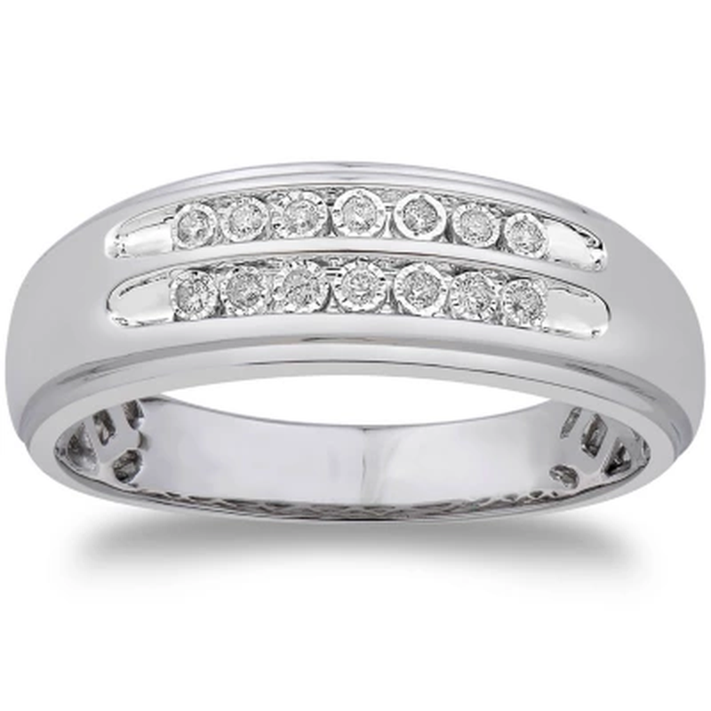0.09 CT. T.W. Men'S Diamond Wedding Band in 14K White Gold