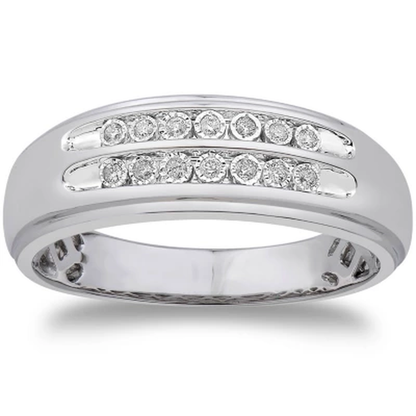 0.09 CT. T.W. Men'S Diamond Wedding Band in 14K White Gold