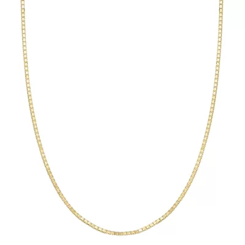 Adjustable Box Link Chain Necklace, .85Mm in 14K Gold
