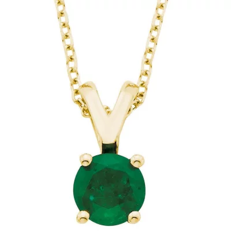 4.5Mm round Emerald Pendant in 14K Gold