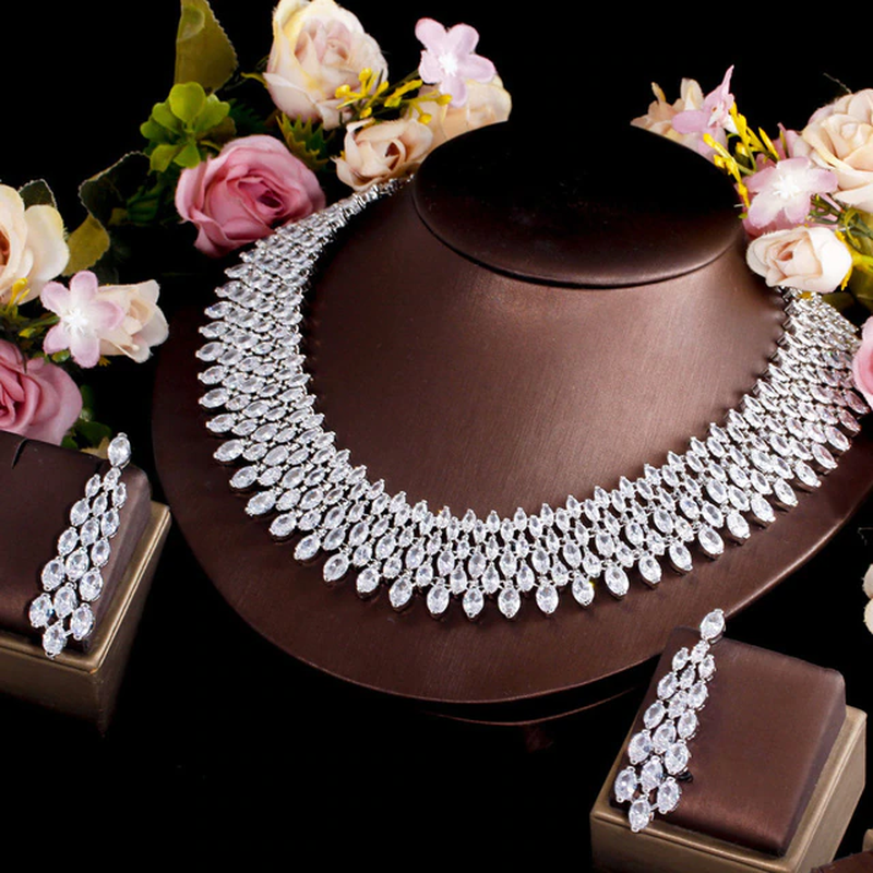 Luxury Chunky Full Cubic Zirconia Paved Dinner Party Bridal Wedding Choker