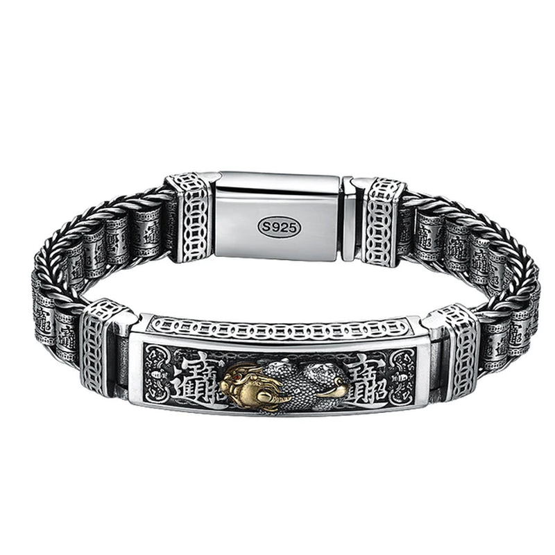Real Silver Retro Thick Personalized Lucky Pixiu Bracelet Men Man Thai Silver