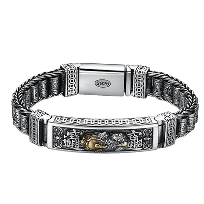 Real Silver Retro Thick Personalized Lucky Pixiu Bracelet Men Man Thai Silver