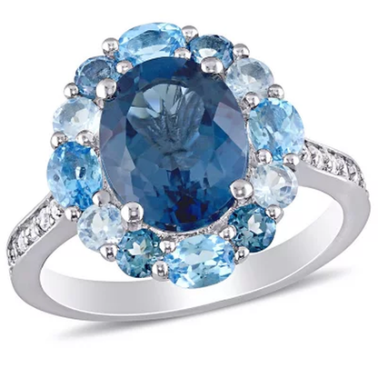 London-Blue Topaz Sky-Blue Topaz and Swiss-Blue Topaz and White Topaz Cocktail R