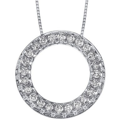 0.46 CT. T.W. Diamond Circle Pendant in 14K Gold