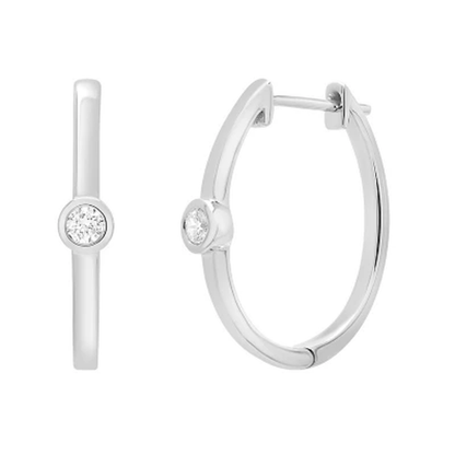 0.10 CT. T.W. Diamond Single Stone Hoop Earrings in 14K Gold (I, I1)