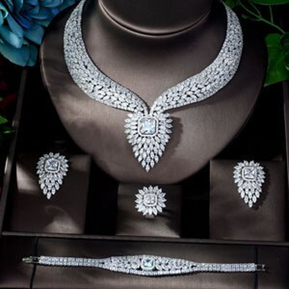 New White Color Fashion Top Quality Wedding Jewelry Sets AAA CZ Geometric Bridal
