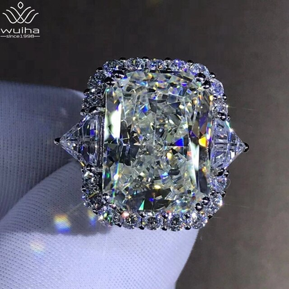100% 925 Sterling Silver Radiant Cut 10CT VVS1 D Color Created Moissanite Weddin
