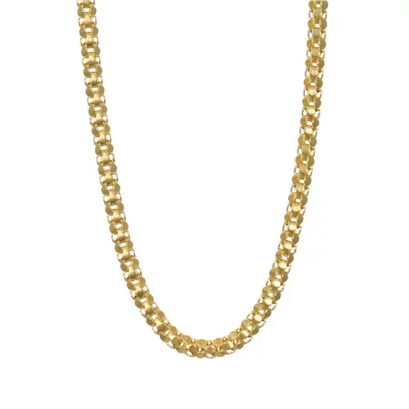 14K Yellow Gold Mirror Cut Popcorn Chain