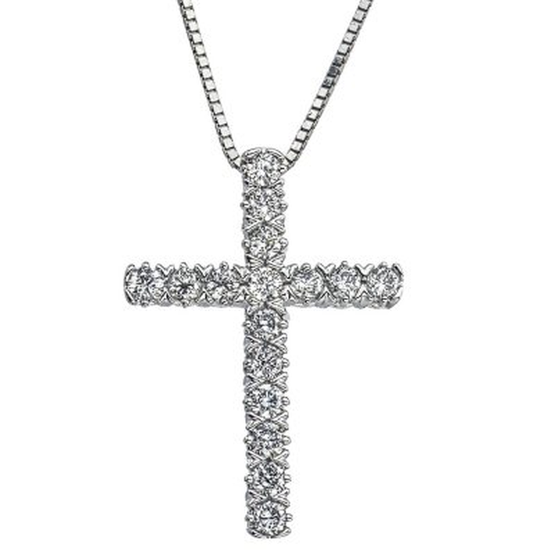 0.23 CT. T.W. Diamond Cross Pendant in 14K Gold