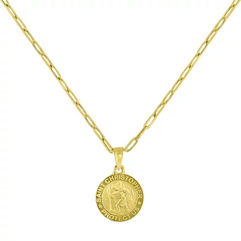 14K Yellow Gold St. Christopher Medallion Pendant