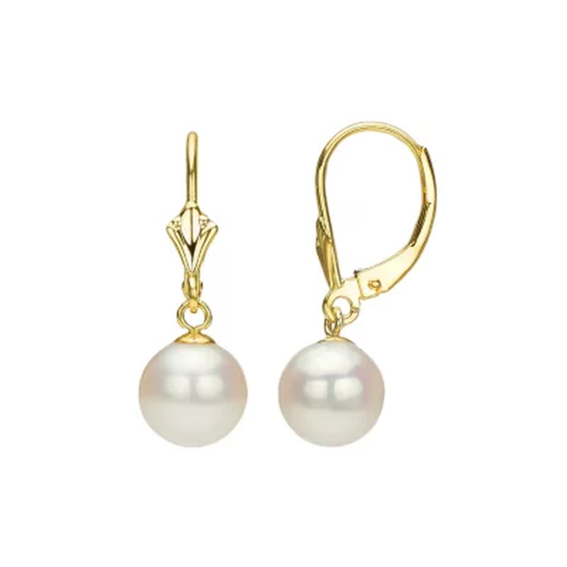 White round Freshwater Pearl Lever-Back Earring (Assorted Pearl Sizes)