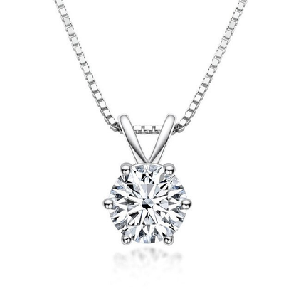 1 Carat D Color Moissanite Classic round Pendant Necklace 100% 925 Sterling