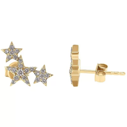 0.25 CT. T.W. Triple Star Earrings in 14K Gold