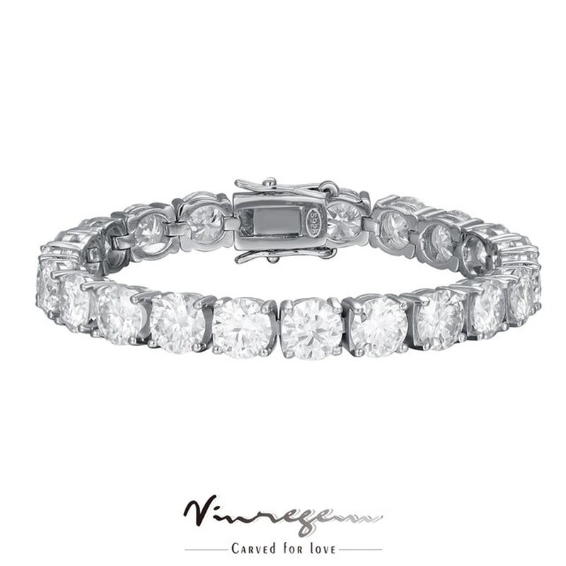 18K White Gold Plated 3EX 1CT 6.5MM Real Moissanite Tennis Bracelet for Women