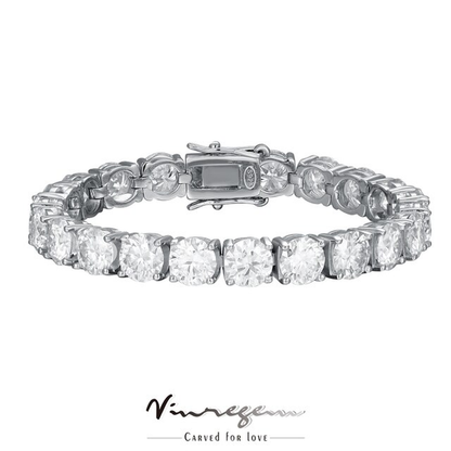 18K White Gold Plated 3EX 1CT 6.5MM Real Moissanite Tennis Bracelet for Women