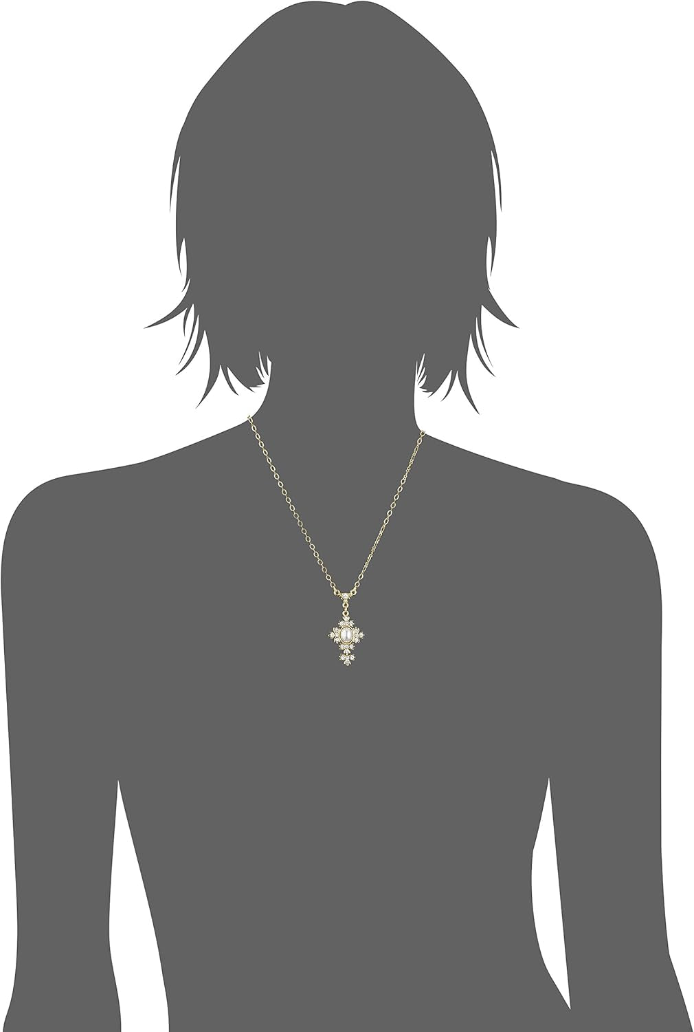 14K Gold-Dipped Simulated Oval Pearl Crystal Cross Pendant Necklace, 16" + 3" Extender