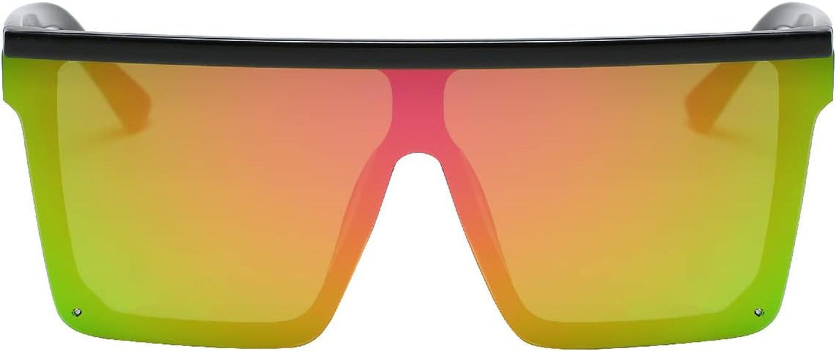 Square Oversized Sunglasses for Women Men Fashion Flat Top Big Black Frame Shades