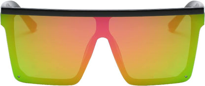 Square Oversized Sunglasses for Women Men Fashion Flat Top Big Black Frame Shades