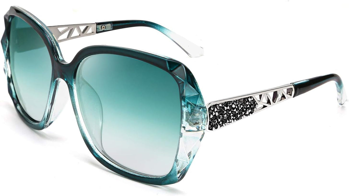Polarized Women Square Sunglasses Sparkling Composite Shiny Frame B2289