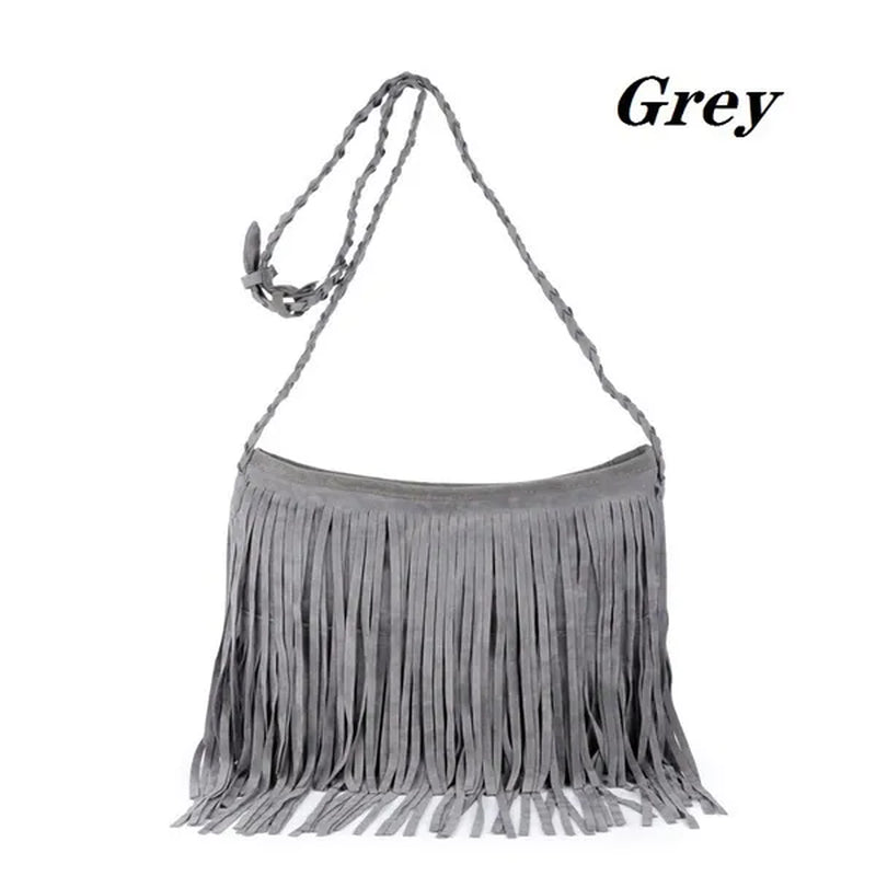 Womens Fashion Faux Suede Fringe Tassel Shoulder Bag Beach Handbags Messenger Bag（6 Colors）