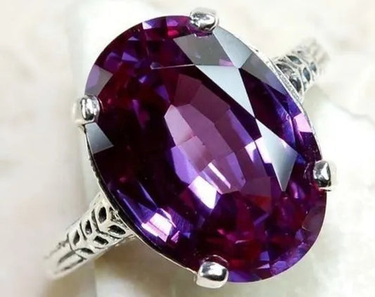 Nice Jewelry 925 Sterling Silver Amethyst Gemstones Wedding Party Ring Jewelry set