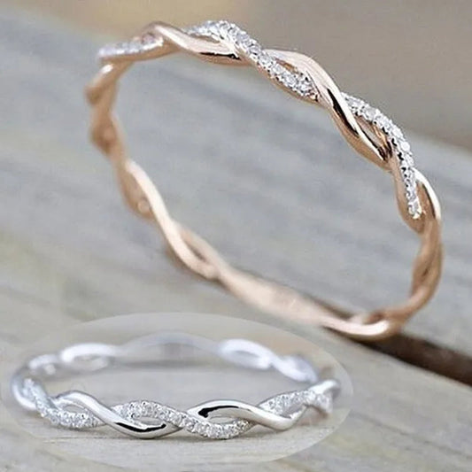 Diamond Ring Engagement Ring  Diamond Anniversary Twined Vine Simple Infinity Eternity Ring Bridal Women Promise Ring Anniversary Gold Wedding Bands Size 4-10
