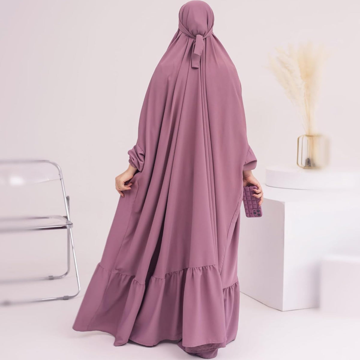 Women Jilbab Islamic Prayer Dress Muslim Dress for Woman Muslim Maxi Abaya Eid Ramadan Formal Gown with Sleeve Prayer Dress