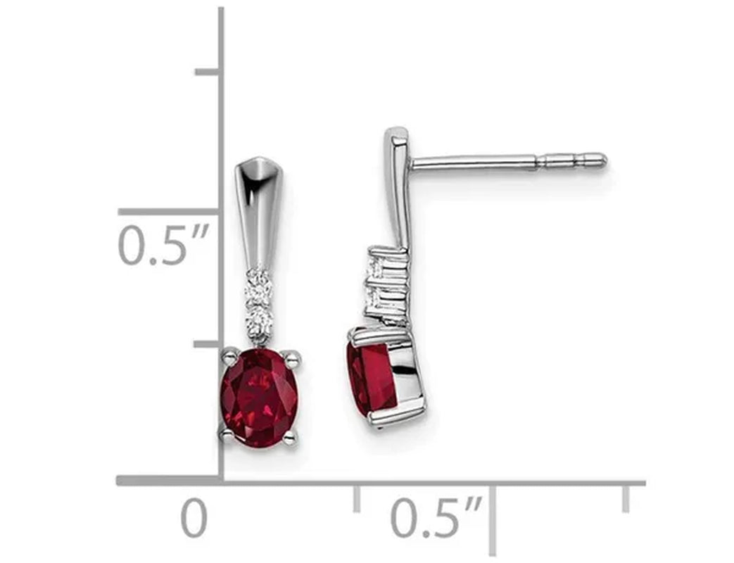 7/10 Carat (ctw) Lab Created Ruby Dangle Earrings in 14K White Gold