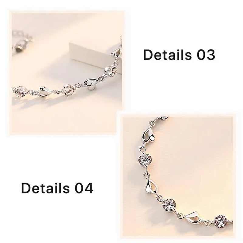 Crystal Bracelets 925 Sterling Silver Fashion Love Heart Zircon Bracelets for Women