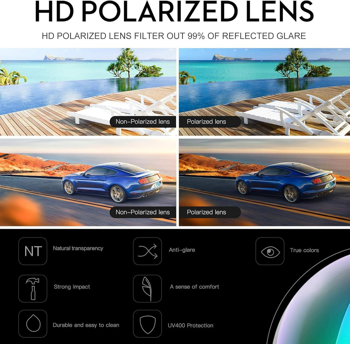 Mens Sports Polarized Sunglasses UV Protection Sunglasses for Men 8177S